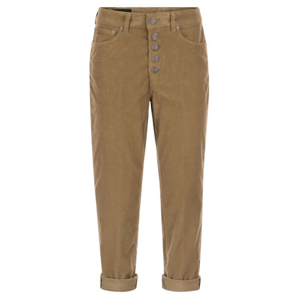 Dondup Women Koons - Multi-Striped Velvet Trousers With Jewelled Buttons